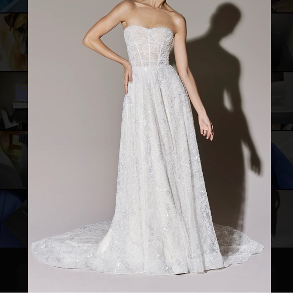 Justin Alexander Signature Strapless A-Line Full Beaded 16 SEE SIZE CHART - Picture 6 of 10